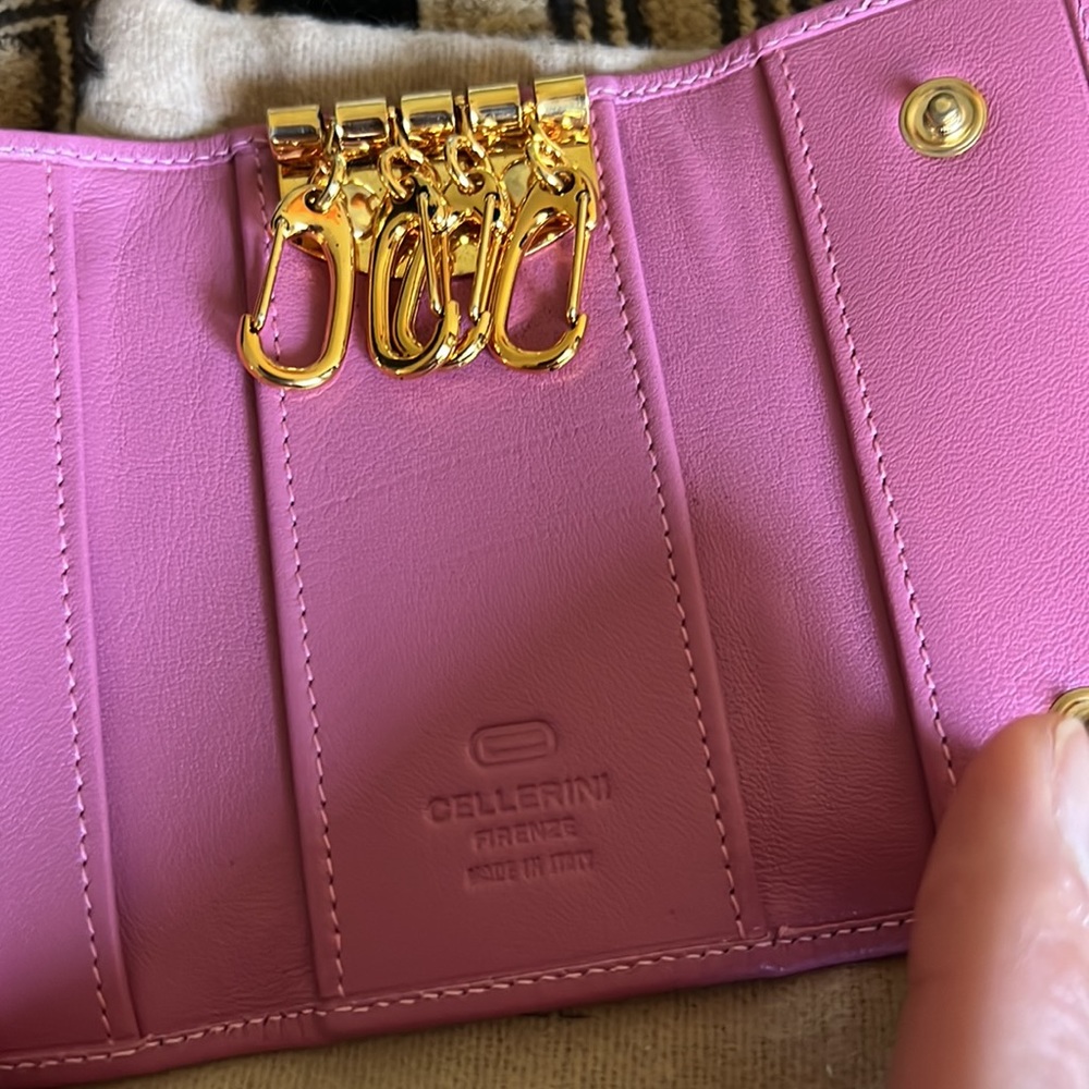 Pink leather 4 KEY HOLDER New. Made in Italy. Original dust bag. Cellerini - Picture 3 of 4